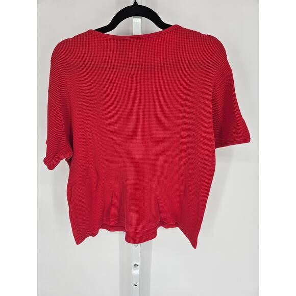 North West Blues Women's Red Short Sleeve Waffle Cotton T-shirt Top Size L - Picture 4 of 4